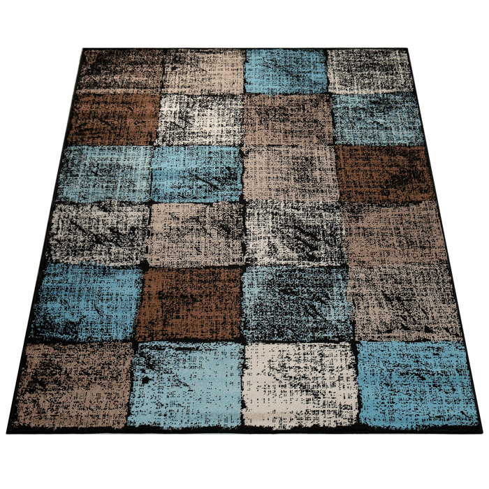 Wrought Studio Keneipp Performance Turquoise/Brown Rug & Reviews Wayfair